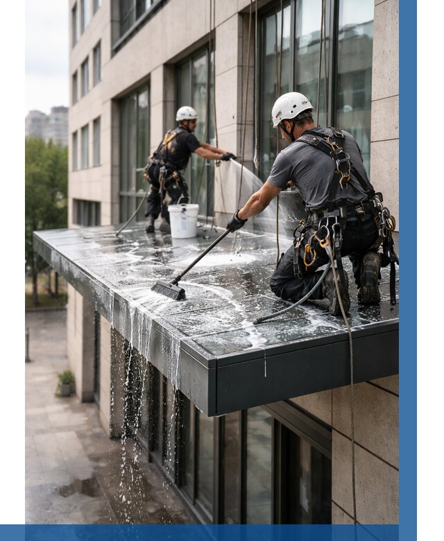 Мойка козырьков и навесов в Дальнегорске от 3606 р. | ВЫСОТНИК-Дль