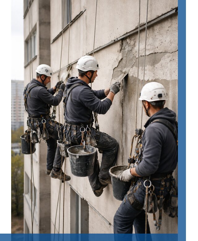 Ремонт бетонных элементов фасада в Дальнегорске от 2576 р. | ВЫСОТНИК-Дль