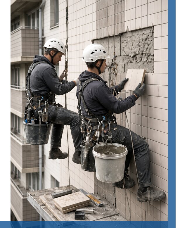 Ремонт облицовки фасада плиткой в Дальнегорске от 1855 р. | ВЫСОТНИК-Дль