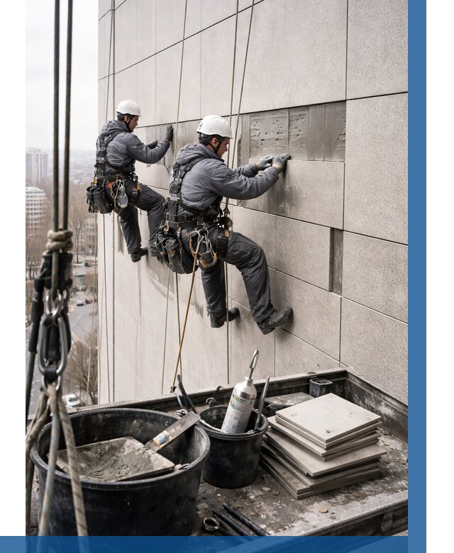 Ремонт фасада из керамогранита в Дальнегорске от 2576 р. | ВЫСОТНИК-Дль