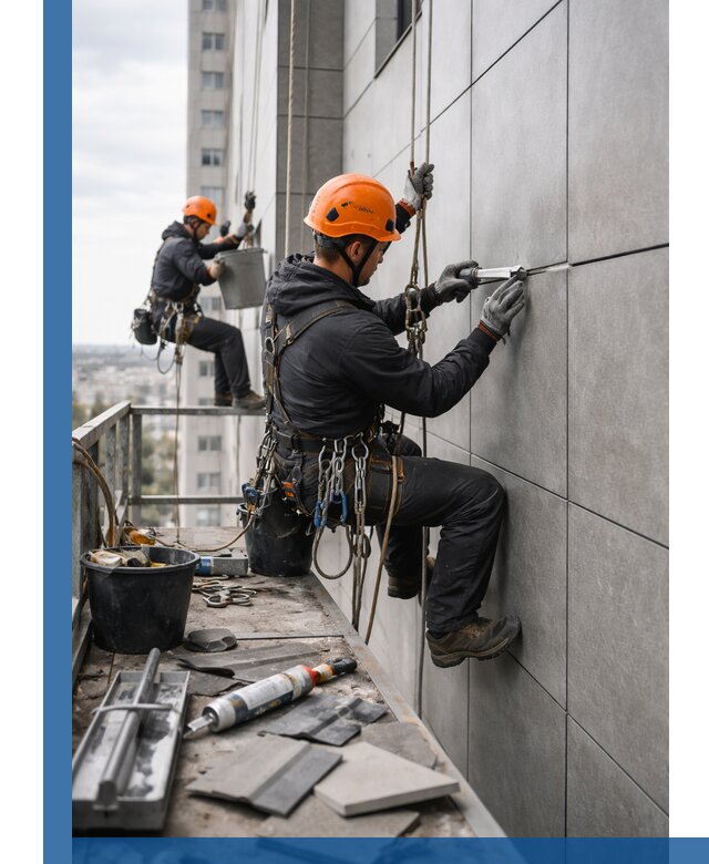 Профессиональный ремонт фасада из керамогранита в Дальнегорске