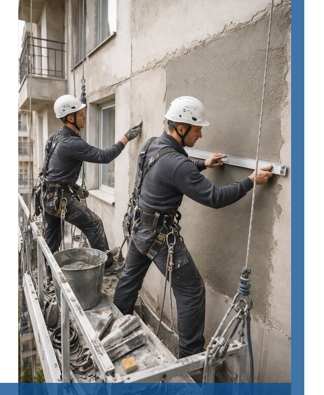 Штукатурка фасада на высоте в Дальнегорске от 927 р. | ВЫСОТНИК-Дль