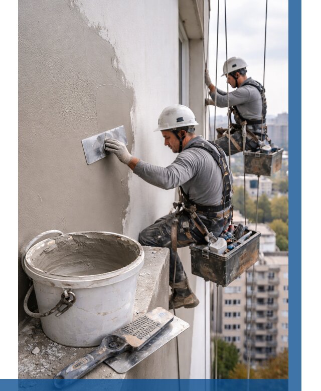 Шпаклевка фасада на высоте в Дальнегорске от 721 р. | ВЫСОТНИК-Дль