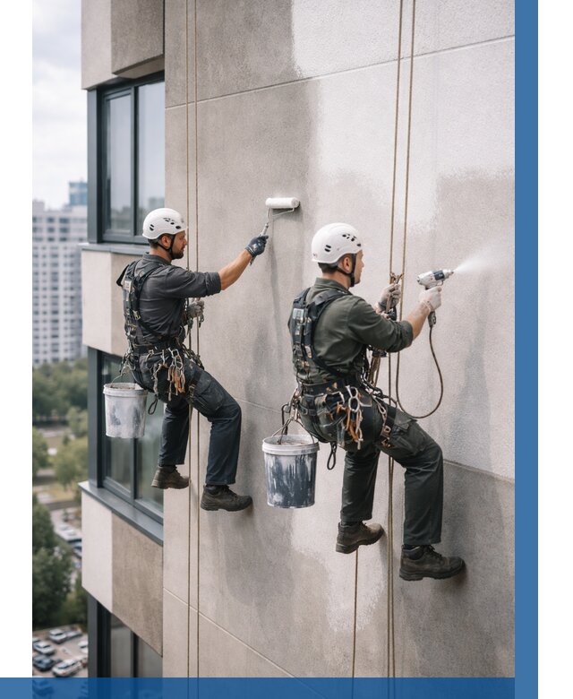 Покраска фасада альпинистами в Дальнегорске от 309 р. | ВЫСОТНИК-Дль