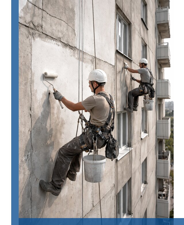 Покраска бетонного фасада в Дальнегорске для жилых и промышленных объектов