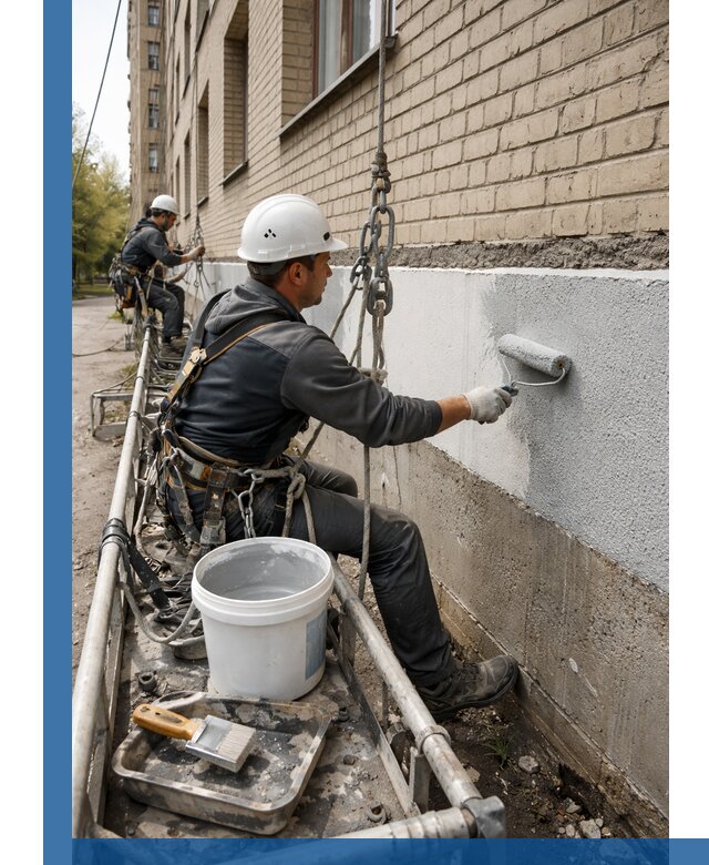 Окраска цоколя здания в Дальнегорске профессионально и надежно
