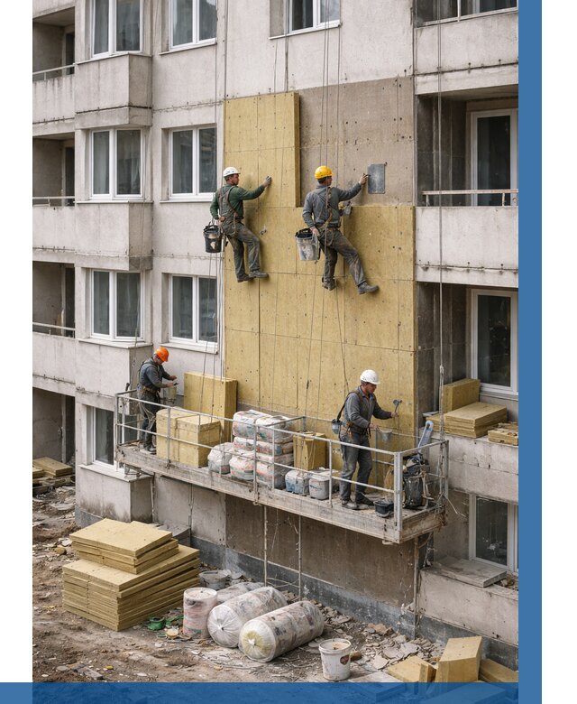 Утепление фасада минватой в Дальнегорске от 1546 р. | ВЫСОТНИК-Дль