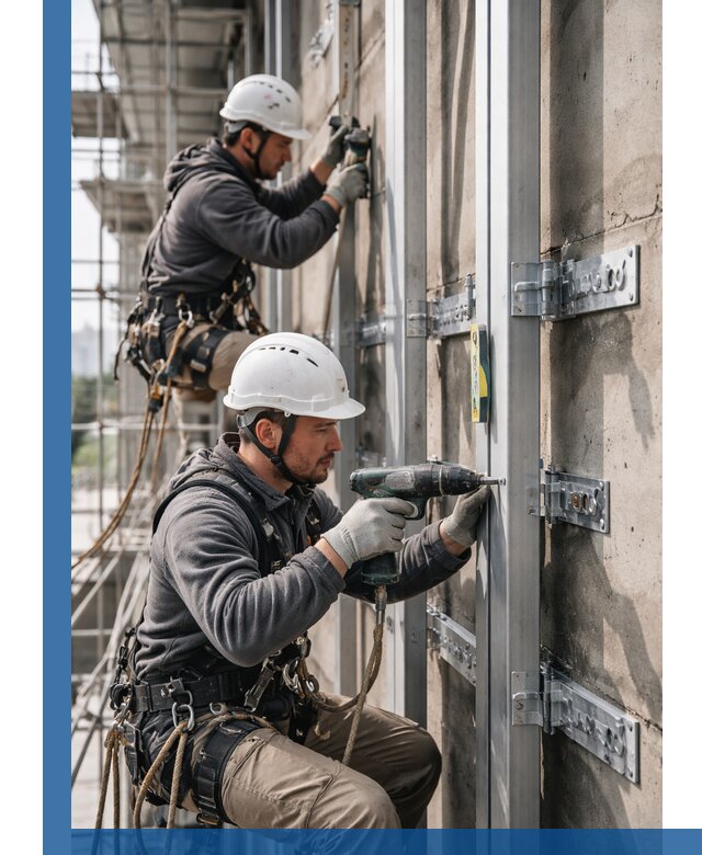 Монтаж и крепление подсистемы вентфасада в Дальнегорске