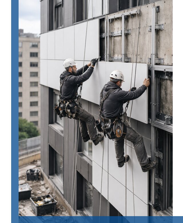Монтаж композитных панелей фасада в Дальнегорске под ключ