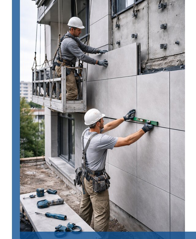 Монтаж керамогранита на фасад в Дальнегорске под ключ с гарантией качества