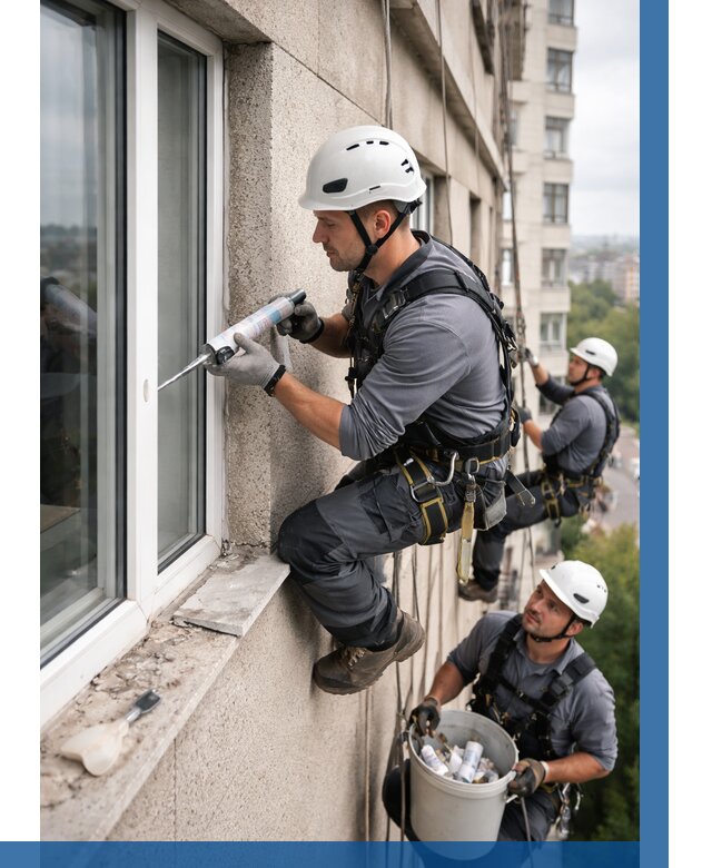 Герметизация оконных швов снаружи в Дальнегорске от 1546 р. | ВЫСОТНИК-Дль