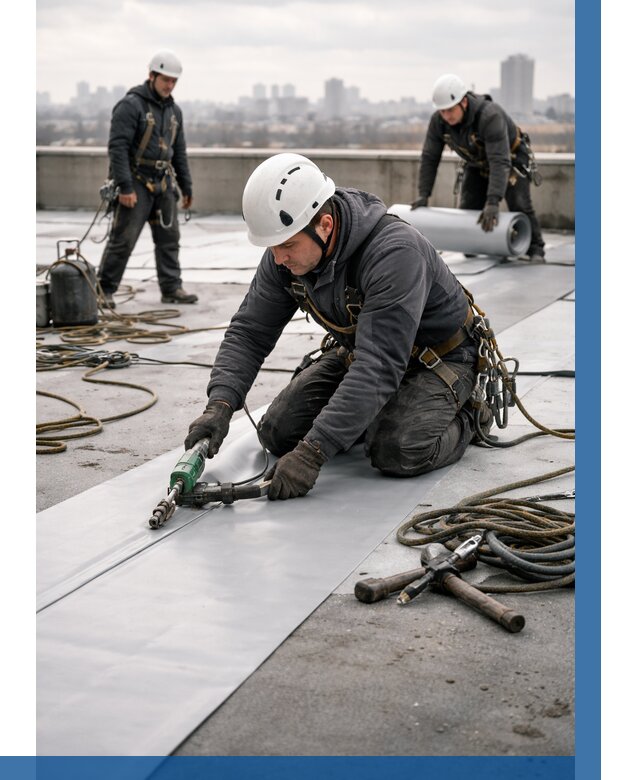 Ремонт мембранной кровли в Дальнегорске от 1855 р./м2 | ВЫСОТНИК-Дль