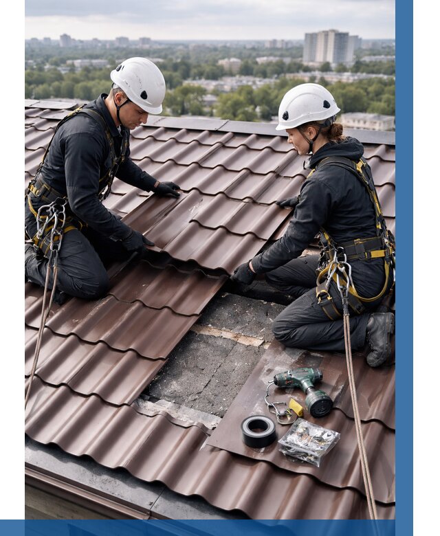 Ремонт металлочерепицы на крыше в Дальнегорске от 927 р. | ВЫСОТНИК-Дль