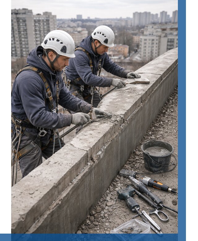 Ремонт парапета на кровле в Дальнегорске от 1546 р. | ВЫСОТНИК-Дль