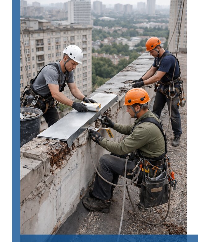 Ремонт парапета на кровле в Дальнегорске, высотные работы с гарантией