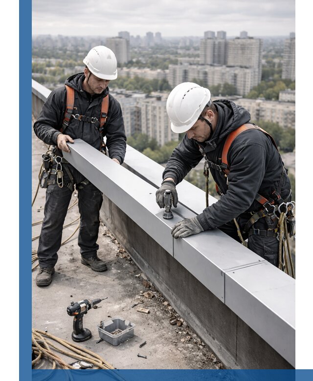 Монтаж парапетных крышек и ограждений кровли в Дальнегорске