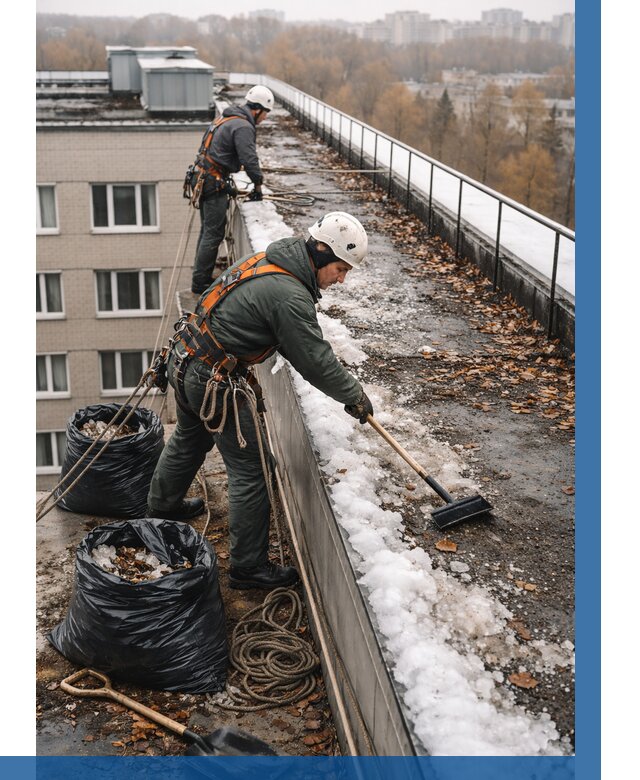 Очистка кровли по периметру в Дальнегорске от 567 р. | ВЫСОТНИК-Дль