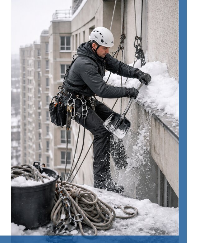 Очистка карнизов от снега в Дальнегорске от 309 р. | ВЫСОТНИК-Дль