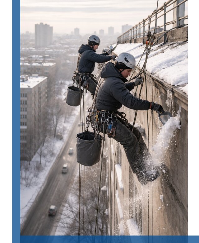 Очистка карнизов от снега в Дальнегорске профессионально и безопасно