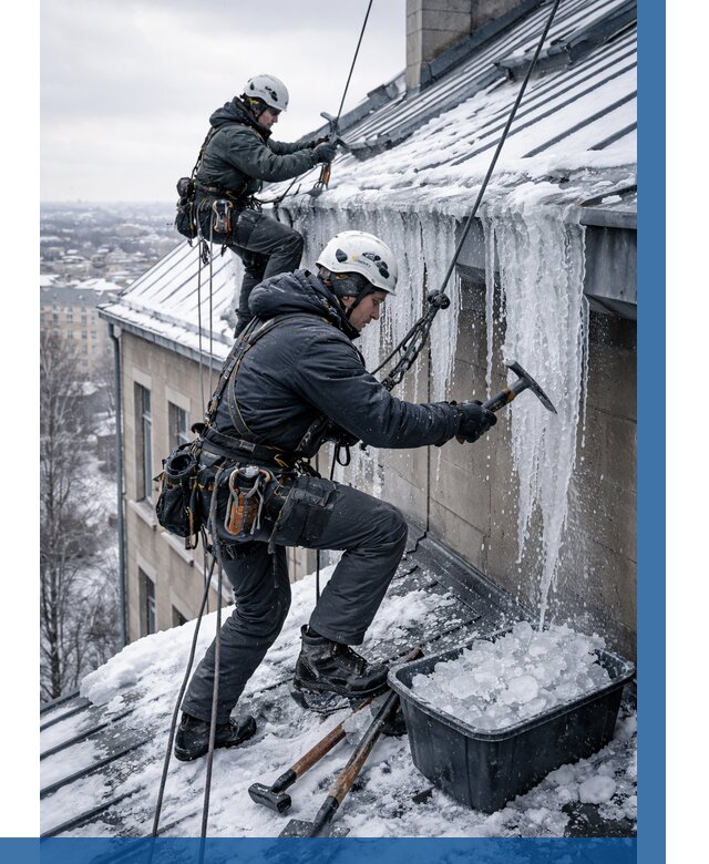 Удаление наледи с кровли в Дальнегорске от 5667 р. | ВЫСОТНИК-Дль