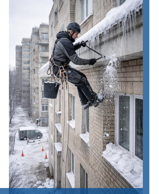 Удаление наледи с карнизов в Дальнегорске от 361 р. | ВЫСОТНИК-Дль