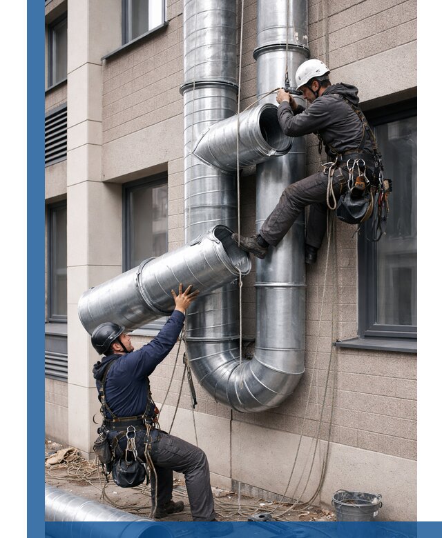 Монтаж фасадных воздуховодов в Дальнегорске с герметизацией и крепежом