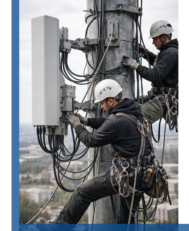 Монтаж оборудования связи на мачте в Дальнегорске с пусконаладкой