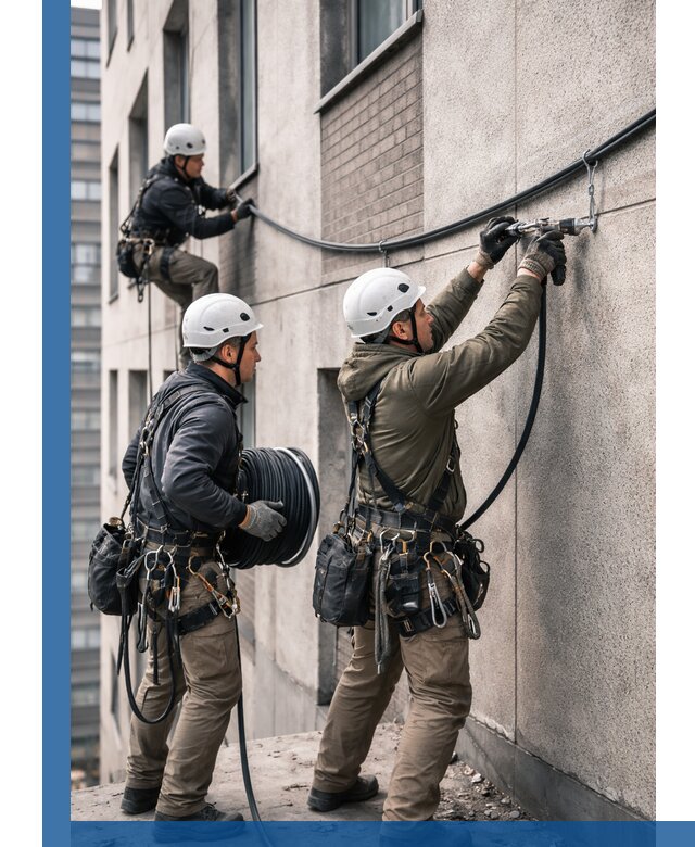 Прокладка кабеля по фасаду в Дальнегорске, профессиональный монтаж