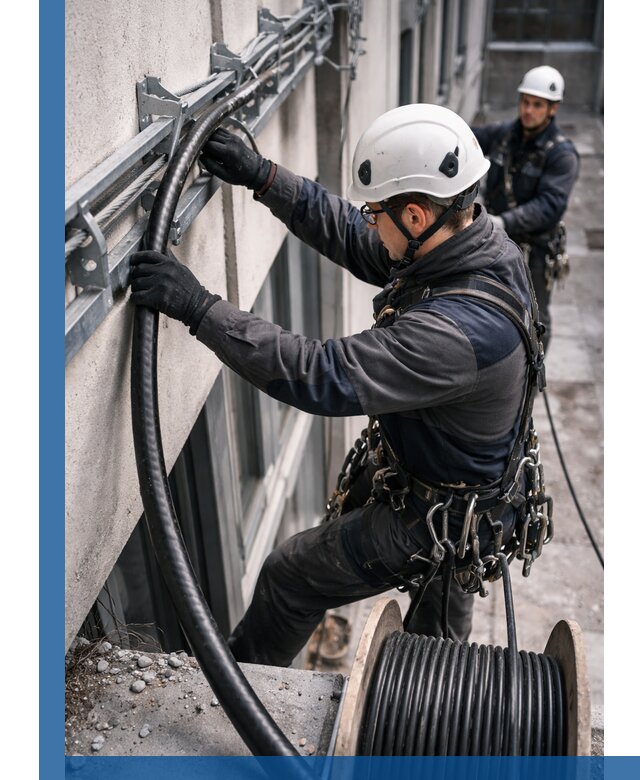 Протяжка кабеля питания на высоте в Дальнегорске с гарантией безопасности и качества