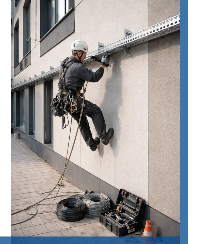 Монтаж кабельных лотков на фасаде в Дальнегорске от 1236 р. | ВЫСОТНИК-Дль