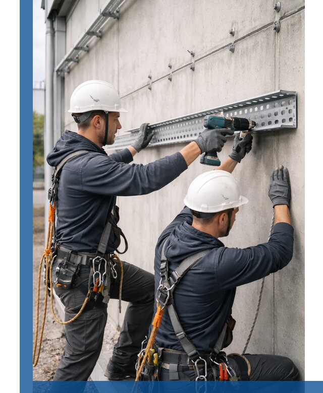 Монтаж кабельных лотков на фасаде зданий в Дальнегорске с гарантией