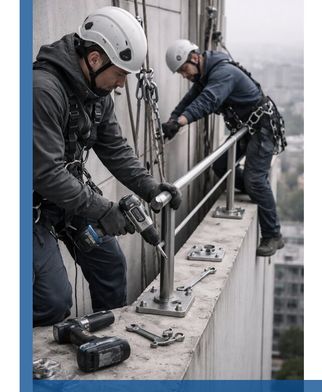 Монтаж перил на высоте в Дальнегорске для жилых и промобъектов