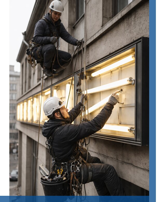 Замена ламп в вывеске в Дальнегорске под ключ от 3606 р. | ВЫСОТНИК-Дль