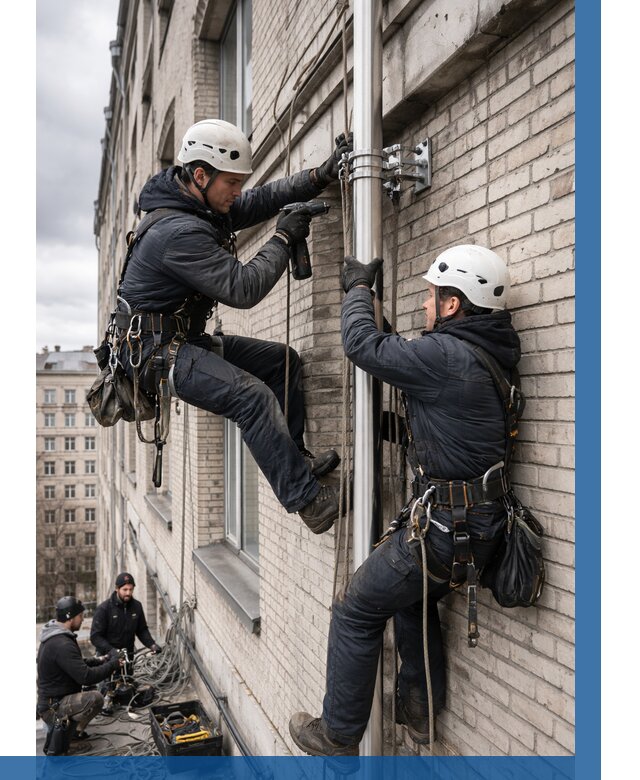 Монтаж флагштока на здании в Дальнегорске от 6698 р. | ВЫСОТНИК-Дль