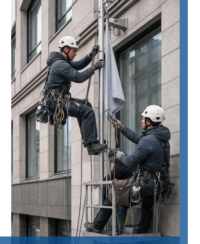 Установка флагов на фасаде в Дальнегорске от 4637 р. | ВЫСОТНИК-Дль