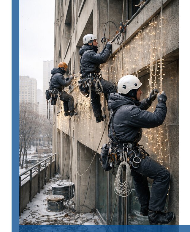 Монтаж новогодней иллюминации и украшение фасадов в Дальнегорске