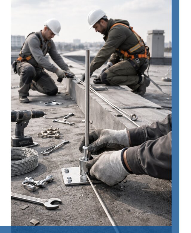 Монтаж молниезащиты на кровле в Дальнегорске цена от 25760 р. | ВЫСОТНИК-Дль