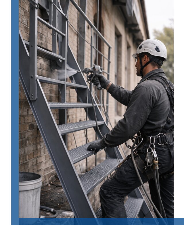 Покраска и антикоррозионная защита пожарных лестниц в Дальнегорске