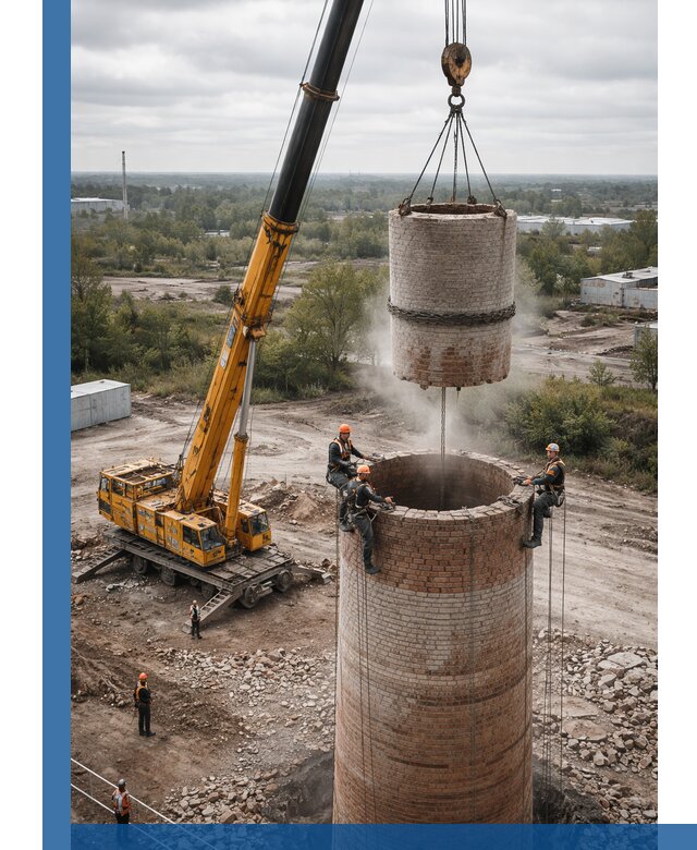 Демонтаж дымовой трубы в Дальнегорске с гарантиями безопасности