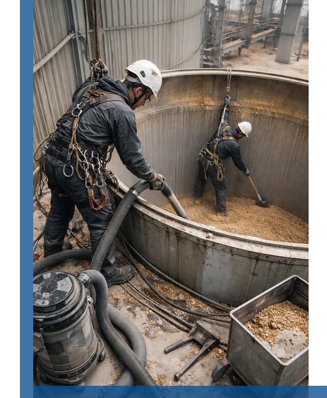 Профессиональная чистка зерновых бункеров в Дальнегорске с выездом