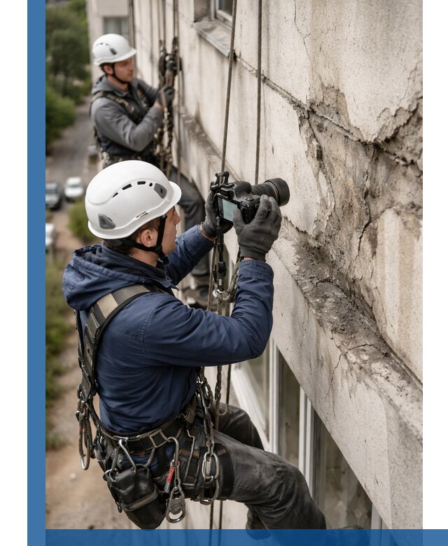 Фотофиксация дефектов фасада с высотной съемкой в Дальнегорске
