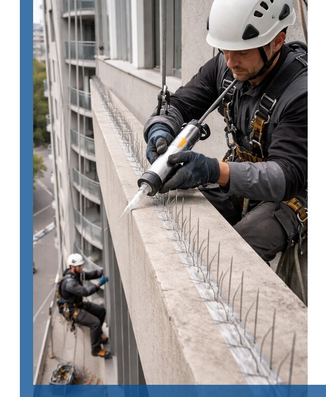 Установка шипов от птиц на фасадах и кровлях в Дальнегорске